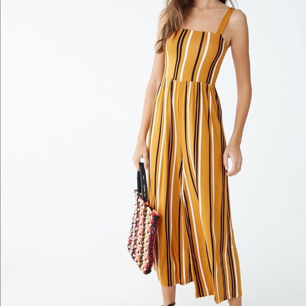 Forever 21 Contemporary Striped Jumpsuit